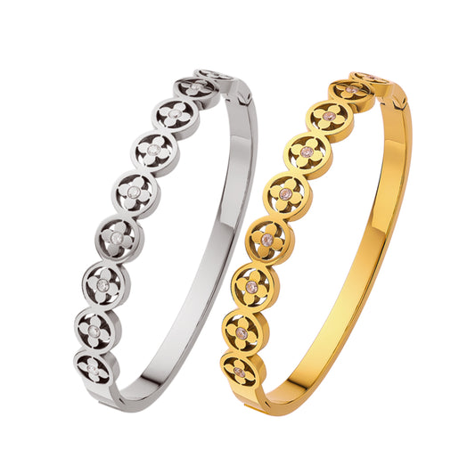 Stainless steel plated 18-karat gold four-leaf clover gold bracelet