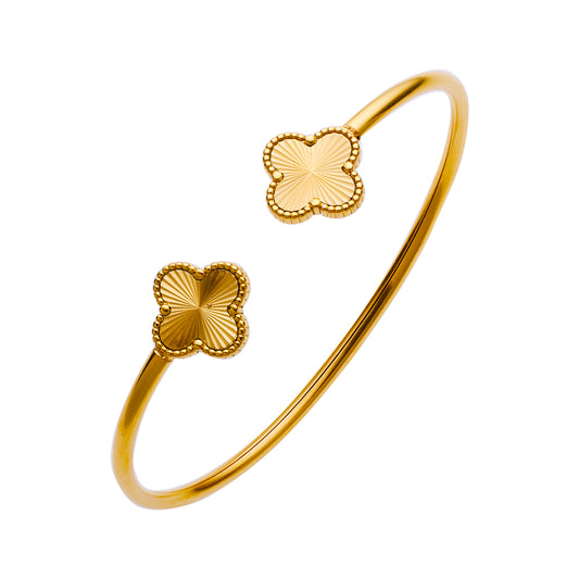 Stainless steel plated 18-karat gold four-leaf clover semi-closed loop bracelet