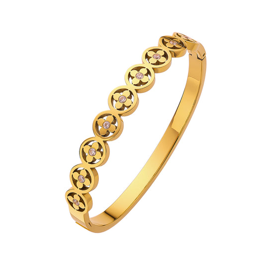 Stainless steel plated 18-karat gold four-leaf clover gold bracelet