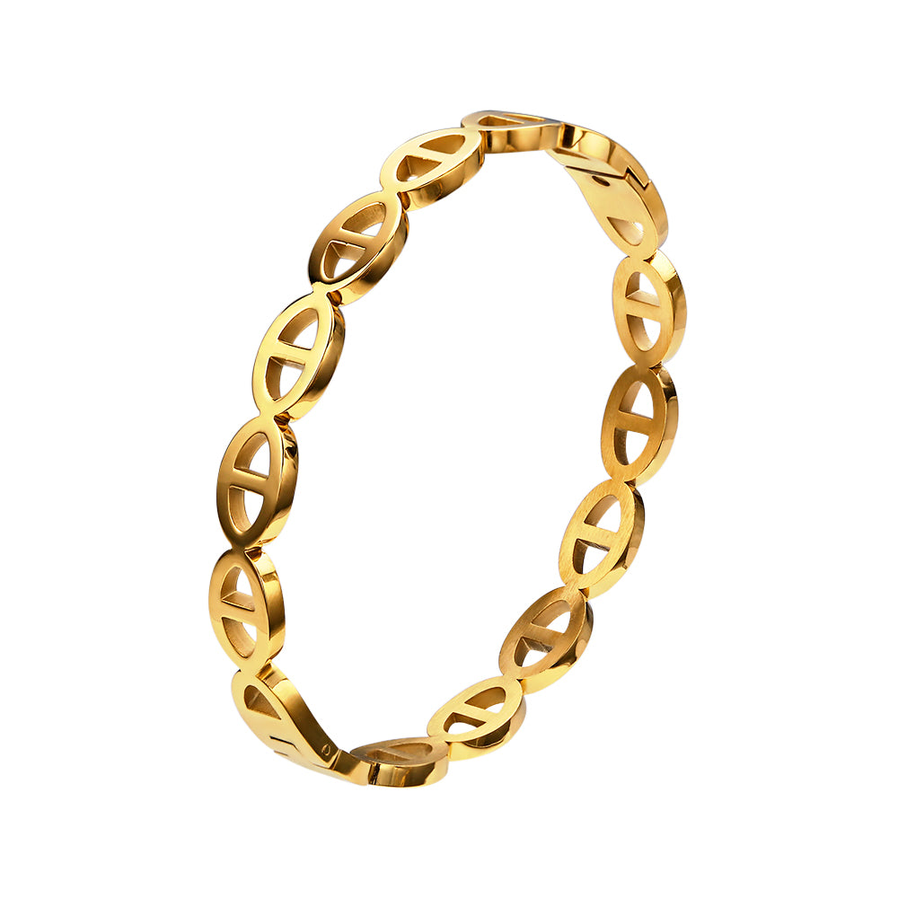 Stainless steel 18K gold plated waterproof and hypoallergenic bangle