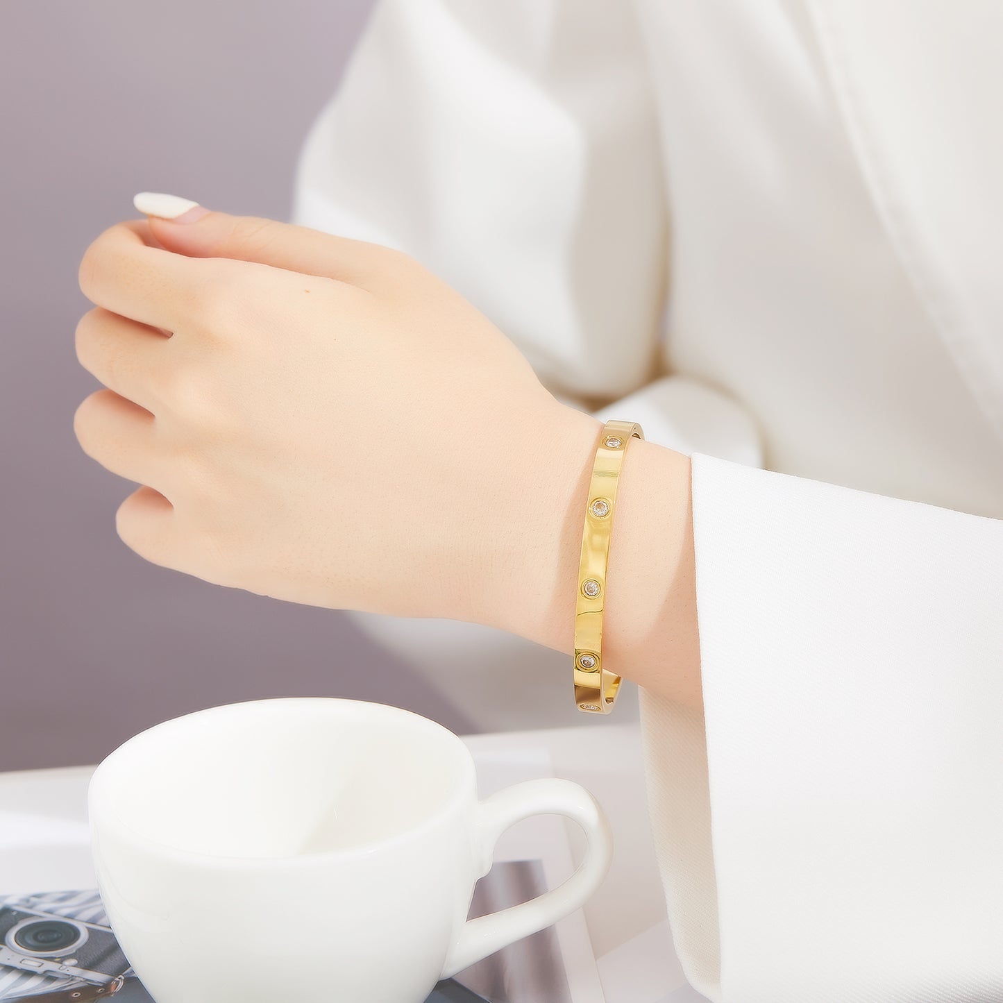 18K real gold electroplated, women-loved stainless steel fashion bracelets