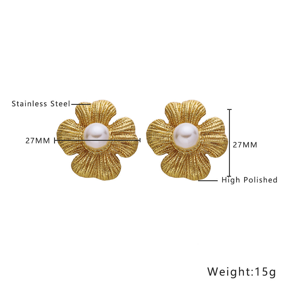 316L Stainless Steel Stud Earrings in the Shape of a Flower