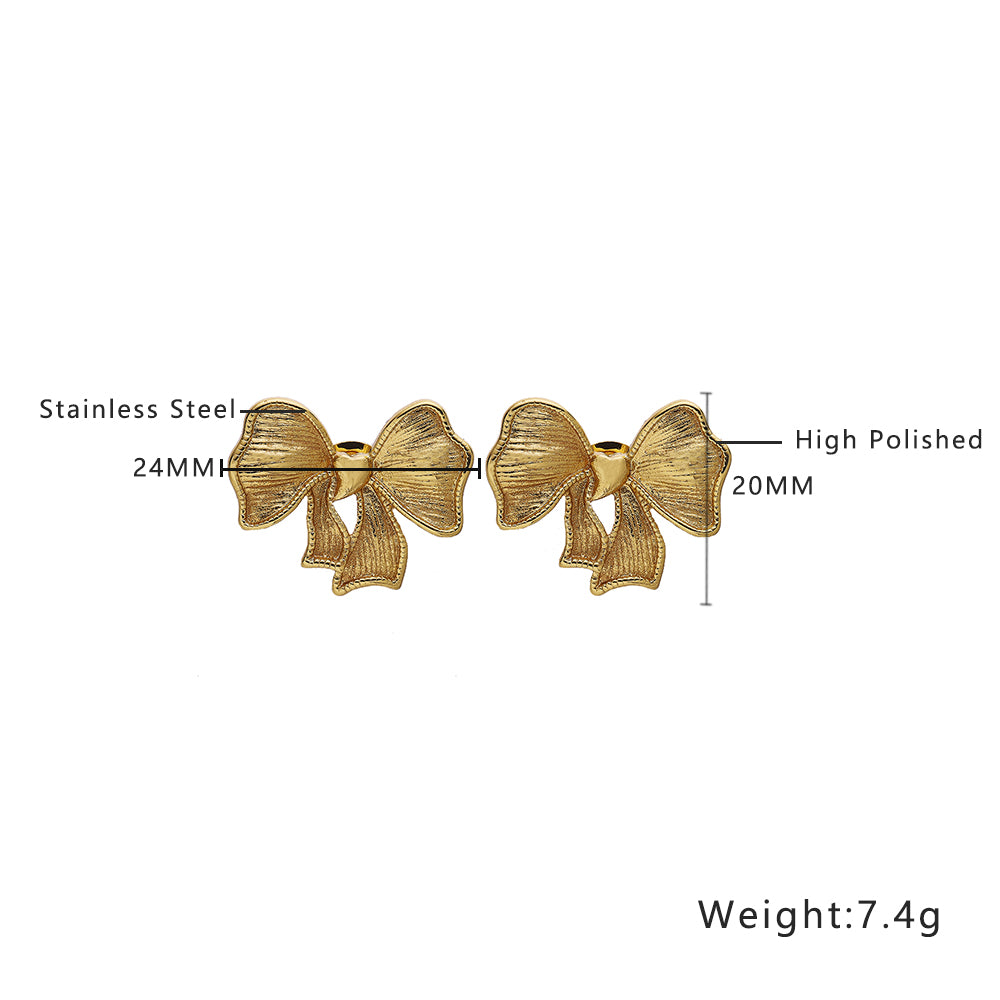 316L Stainless Steel Stud Earrings in the Shape of a Bowknot