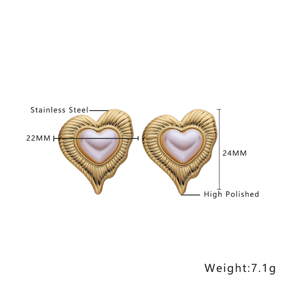 Stainless steel stud earrings in the shape of a heart