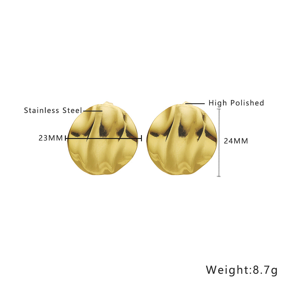 Round Stud Earrings with a Textured Surface, 316L Stainless Steel Stud Earrings