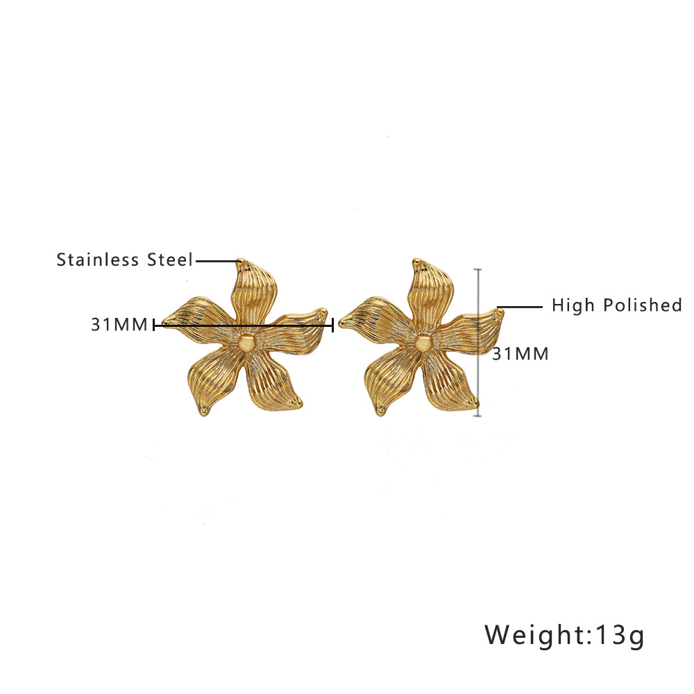 Blooming Flower Stud Earrings, 316L Stainless Steel Stud Earrings
