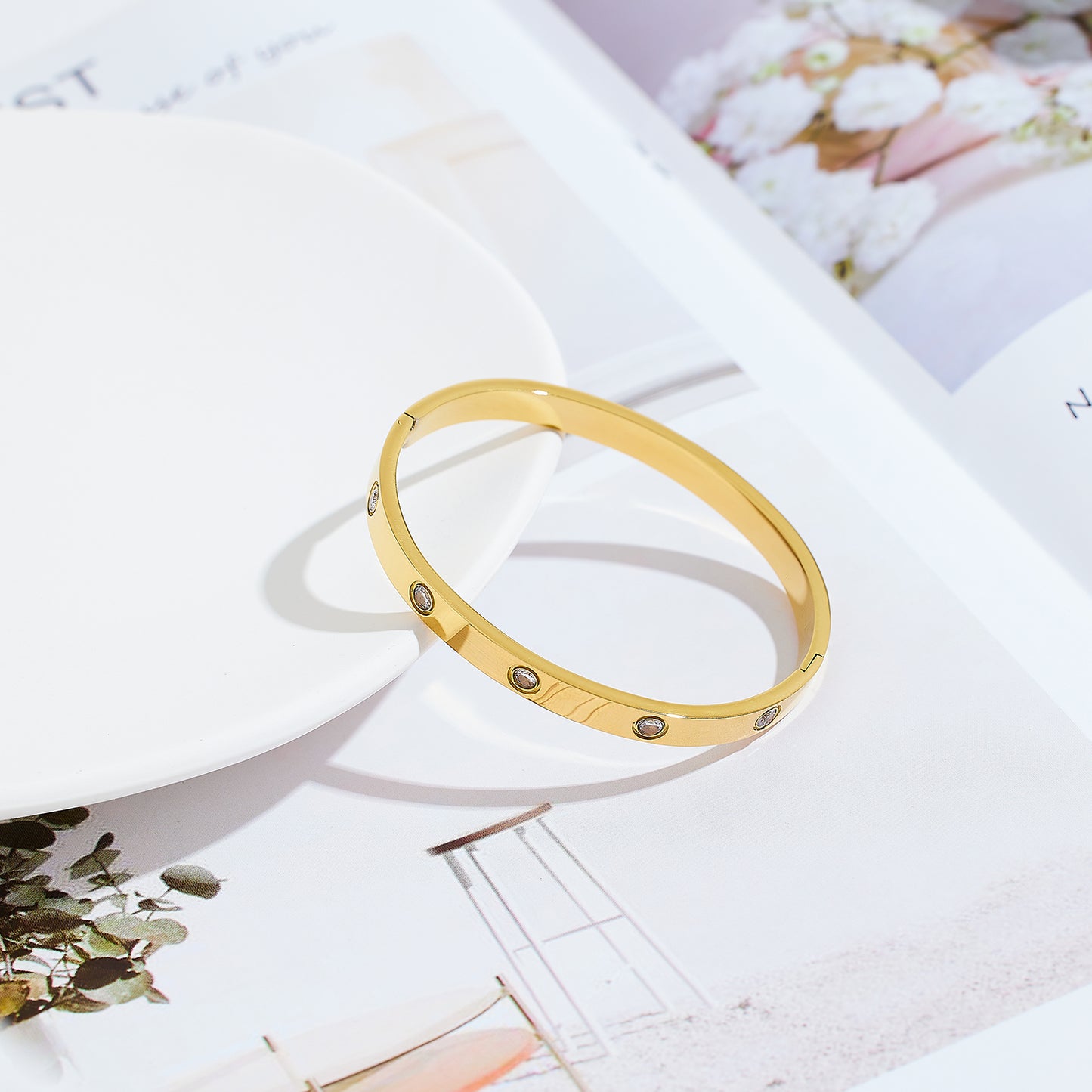 18K real gold electroplated, women-loved stainless steel fashion bracelets