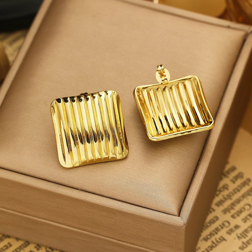 316L Stainless Steel Stylish Stud Earrings in the Shape of Small Sugar Cubes