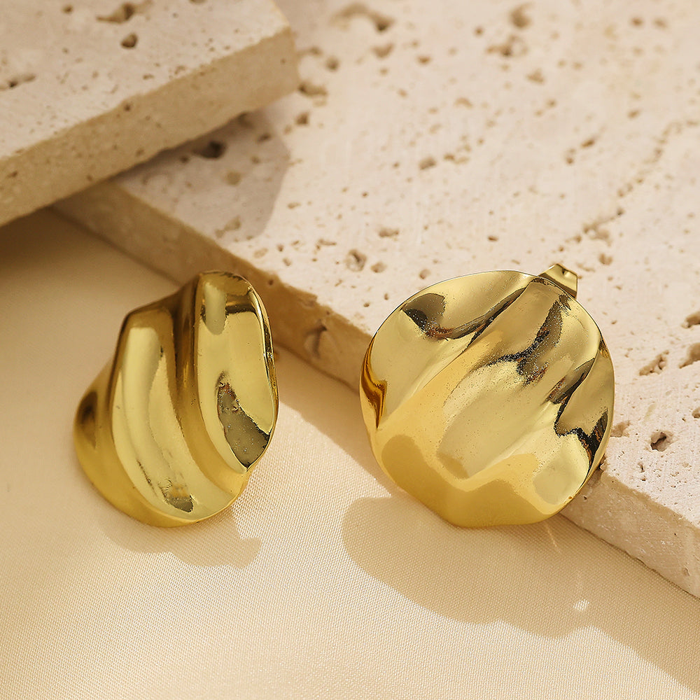 Round Stud Earrings with a Textured Surface, 316L Stainless Steel Stud Earrings