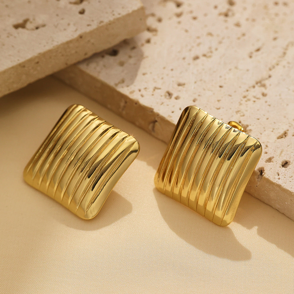 316L Stainless Steel Stylish Stud Earrings in the Shape of Small Sugar Cubes