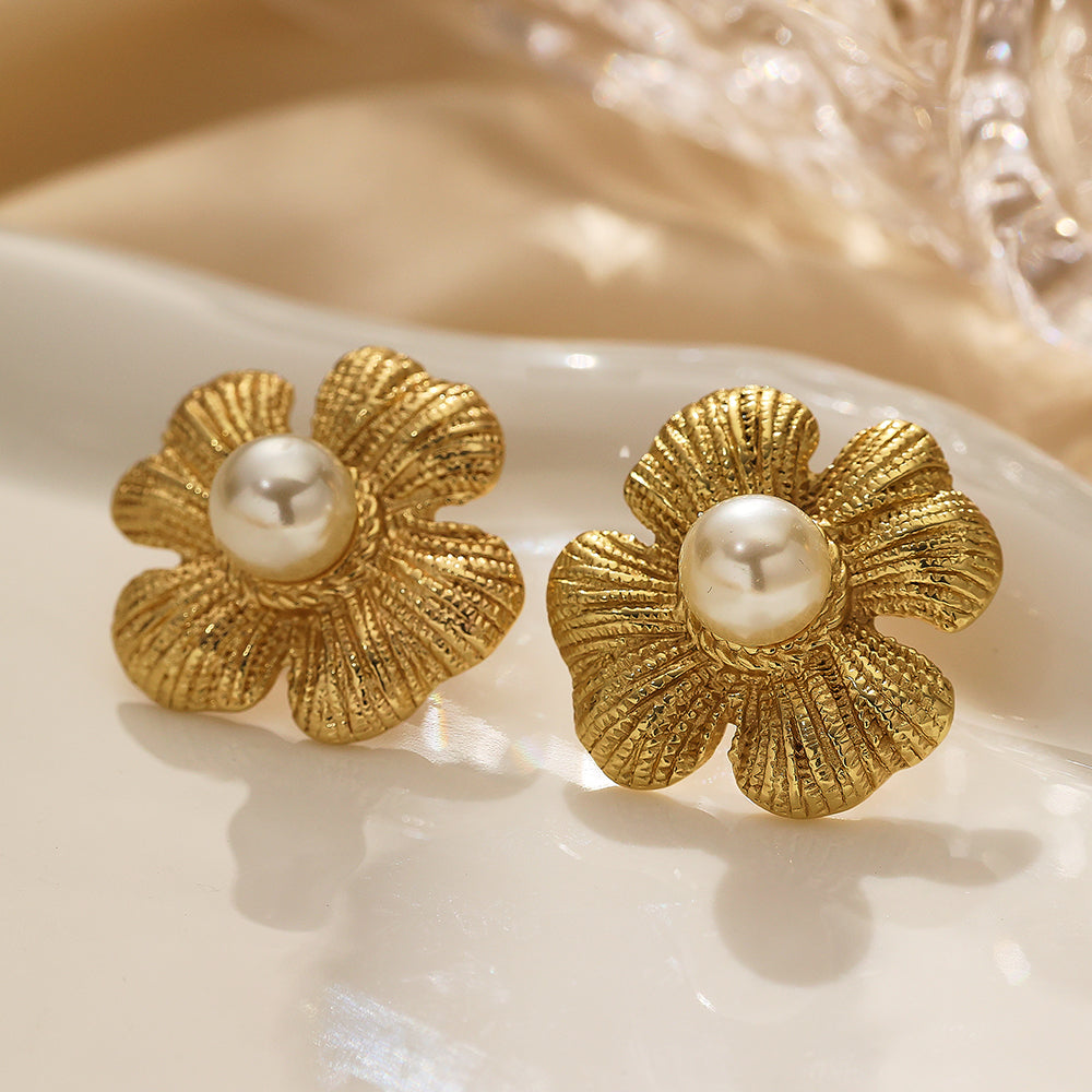316L Stainless Steel Stud Earrings in the Shape of a Flower