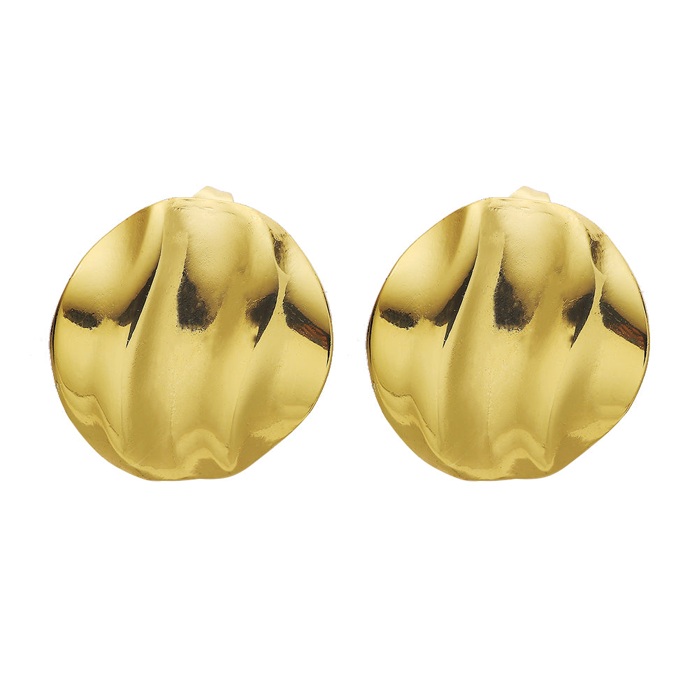 Round Stud Earrings with a Textured Surface, 316L Stainless Steel Stud Earrings