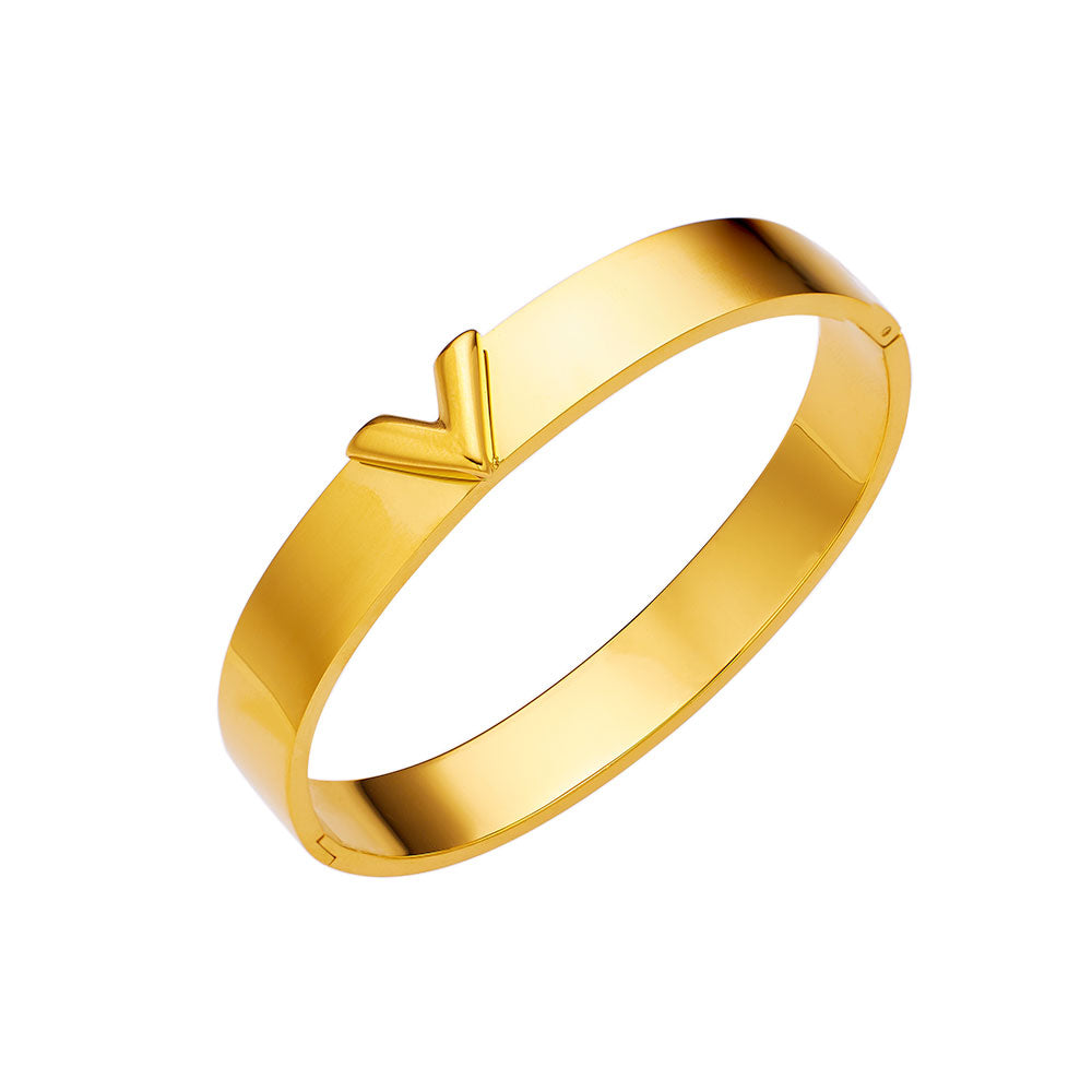 V-shaped bracelet in stainless steel plated 18K gold