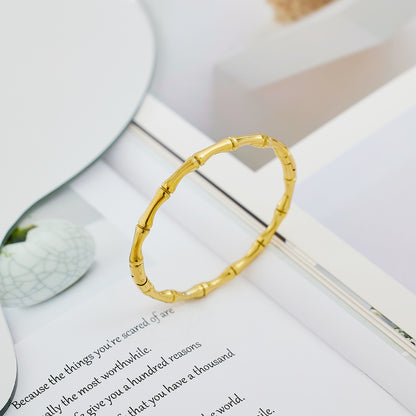 Stainless steel 18K gold plated bamboo bangle