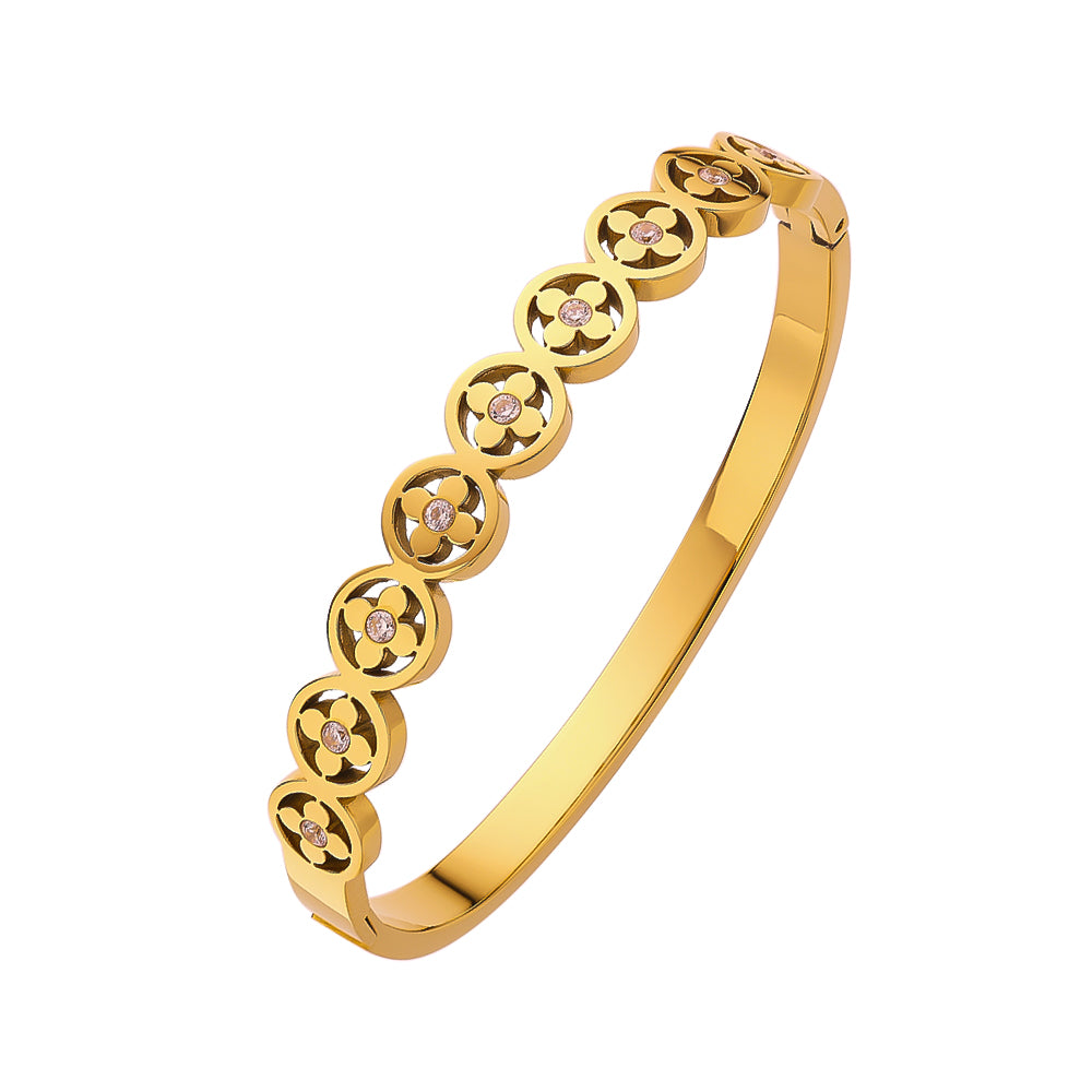 Stainless steel plated 18-karat gold four-leaf clover gold bracelet