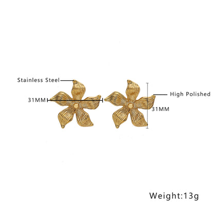 Blooming Flower Stud Earrings, 316L Stainless Steel Stud Earrings