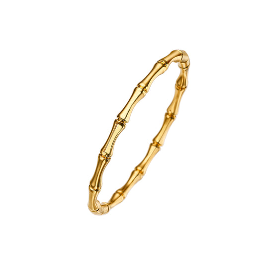 Stainless steel 18K gold plated bamboo bangle