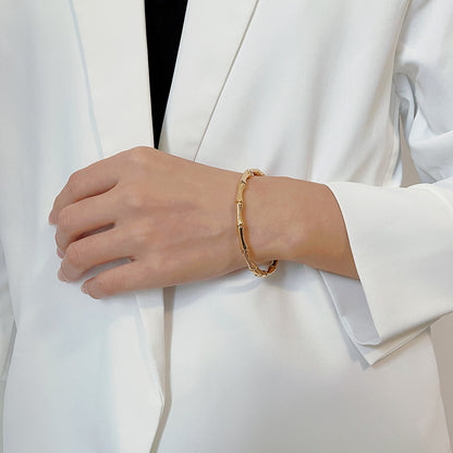 Stainless steel 18K gold plated bamboo bangle