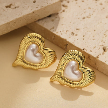 Stainless steel stud earrings in the shape of a heart