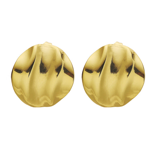 Round Stud Earrings with a Textured Surface, 316L Stainless Steel Stud Earrings