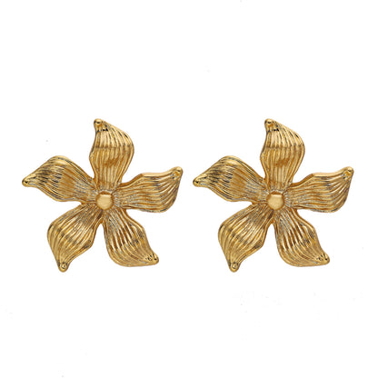 Blooming Flower Stud Earrings, 316L Stainless Steel Stud Earrings