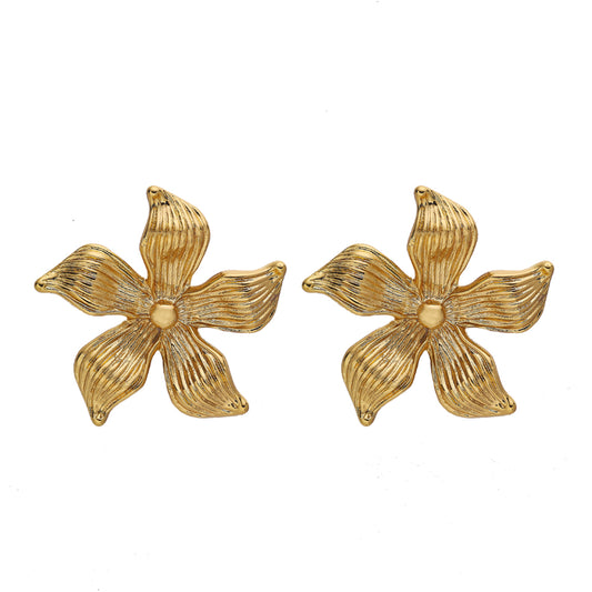 Blooming Flower Stud Earrings, 316L Stainless Steel Stud Earrings