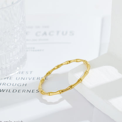 Stainless steel 18K gold plated bamboo bangle